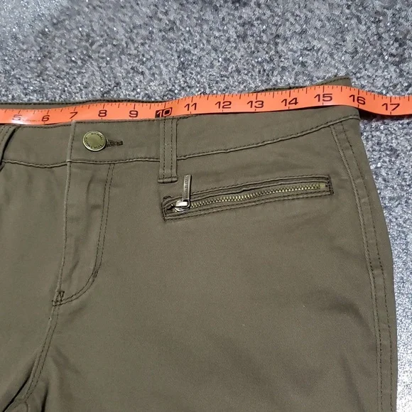 Michael Kors Olive Green Gold Zipper Cuff Pants Size 6 - Picture 8 of 16